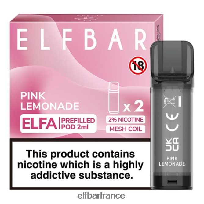 046VN4111 elfbar elfa dosette préremplie - 2 ml - 20 mg (paquet de 2) limonade rose