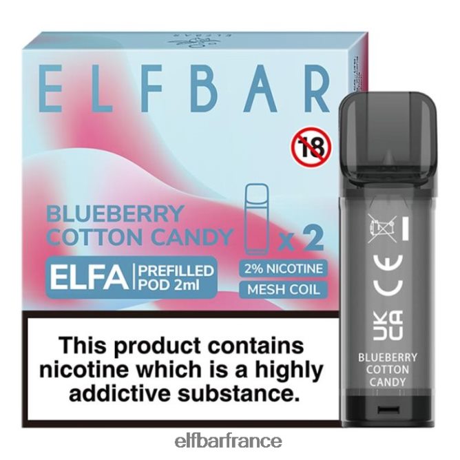 046VN4124 elfbar elfa dosette préremplie - 2 ml - 20 mg (paquet de 2) barbe à papa aux bleuets