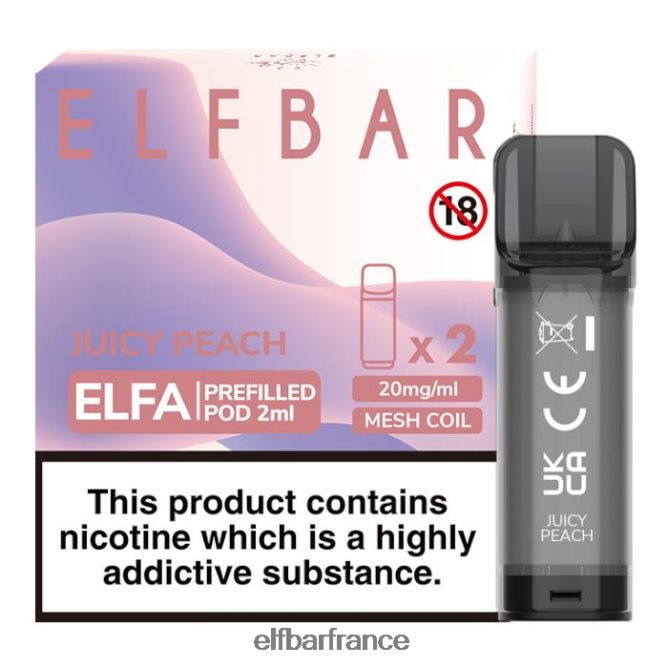 046VN4125 elfbar elfa dosette préremplie - 2 ml - 20 mg (paquet de 2) pêche juteuse