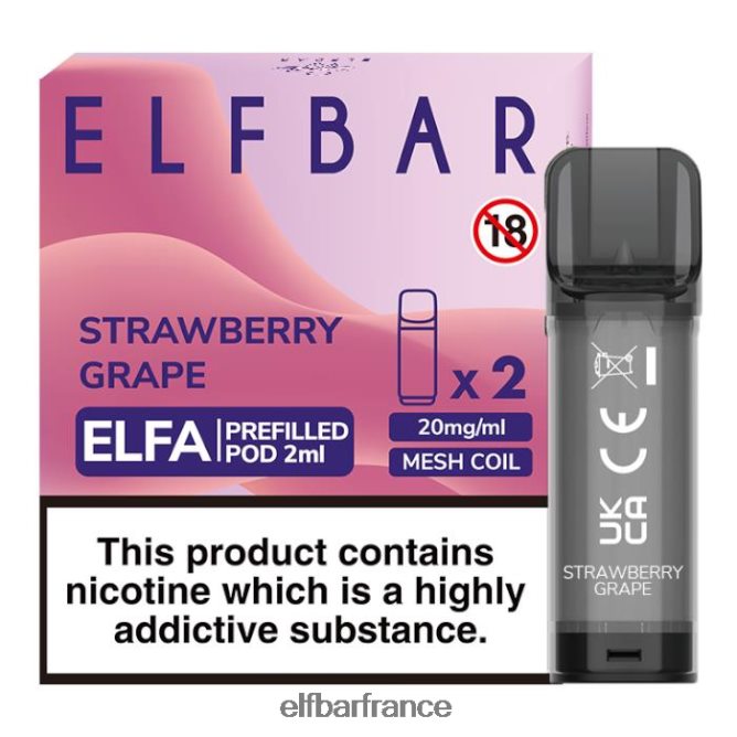 046VN4130 elfbar elfa dosette préremplie - 2 ml - 20 mg (paquet de 2) raisin fraise