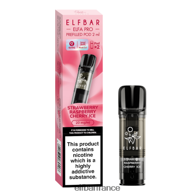 046VN492 elfbar elfa pro dosettes préremplies - 20 mg - 2pk glace à la fraise, à la framboise et à la cerise