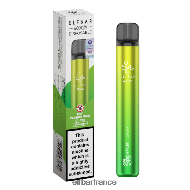 046VN412 Vape jetable elfbar 600v2 - 20 mg kiwi fruit de la passion goyave