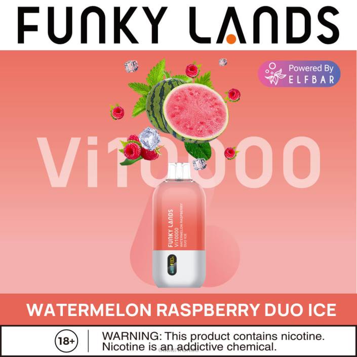 ELFBAR Funky Lands Vape jetable Vi10000 bouffées 2PRT160 Duo de glace pastèque et framboise