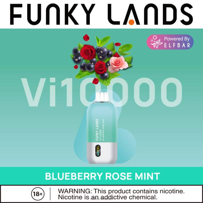 ELFBAR Funky Lands Vape jetable Vi10000 bouffées 2PRT163 myrtille rose menthe