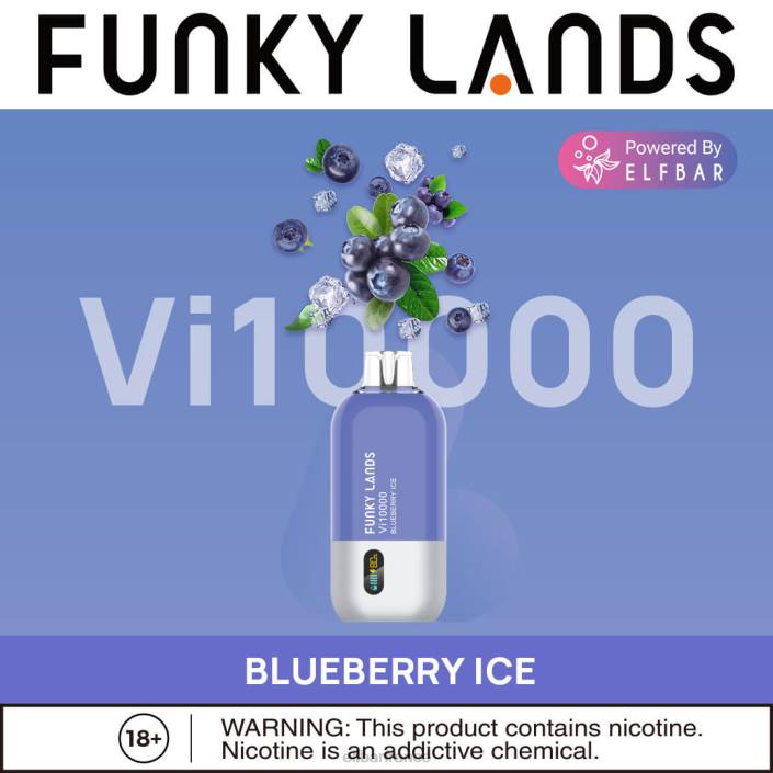ELFBAR Funky Lands meilleure saveur vape jetable vi10000 série glacée 2PRT151 glace aux myrtilles