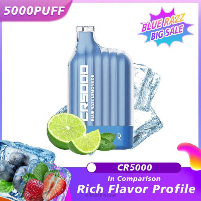ELFBAR meilleure saveur vape jetable cr5000 bleu razz 2PRT19 limonade bleue