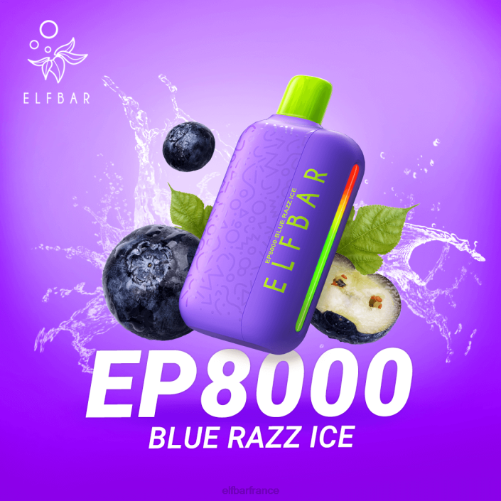 ELFBAR vape jetable nouvelles bouffées ep8000 2PRT65 glace bleue